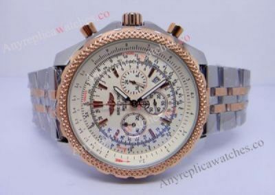 Knockoff Breitling Bentley Two Tone Rose Gold White Chronograph Timepiece